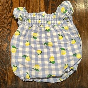 Janie and Jack bubble lemons and blue gingham 3-6 VGUC